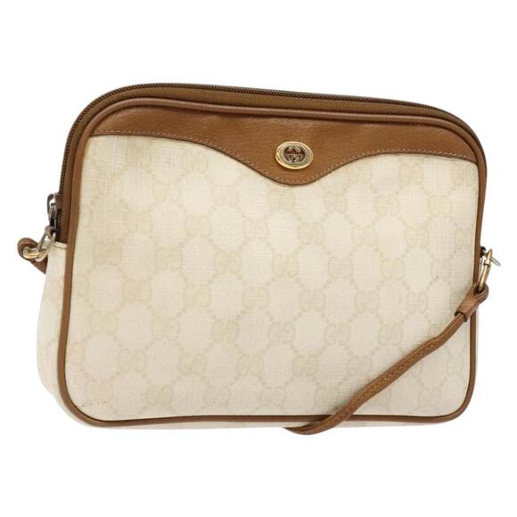 GUCCI GG Supreme Shoulder Bag Pvc White Gold 97 02 068 - Picture 1 of 16